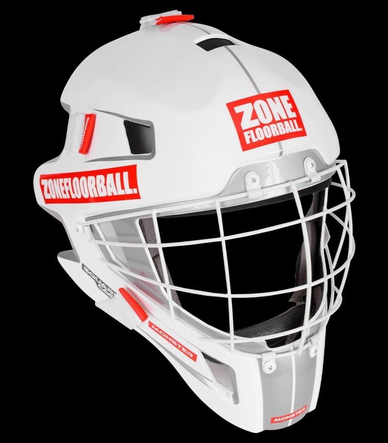 Zone Goalie Mask Monster Square Cage White/Red