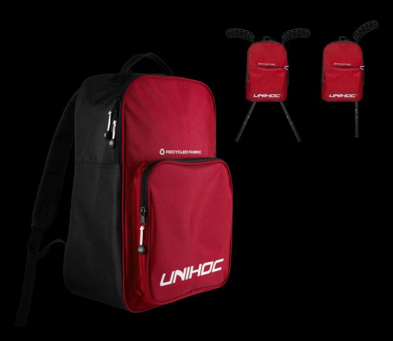 unihoc Rucksack Classic rot mit Schlägerhalterung